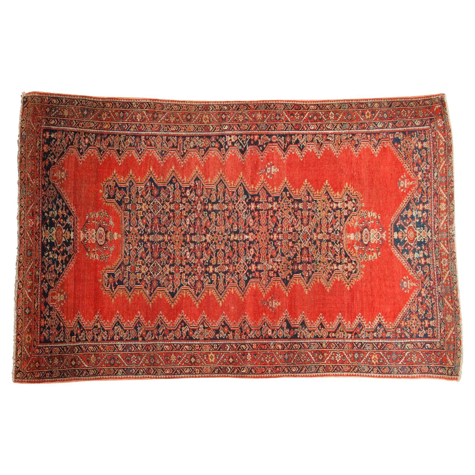 Antique Tomato Red Malayer Rug For Sale