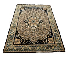 4x6 Blue and Cream Old Accent Rug