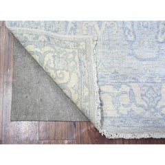 4'x6' Blue White Wash Peshawar Organic Wool Hand Knotted Oriental Rug