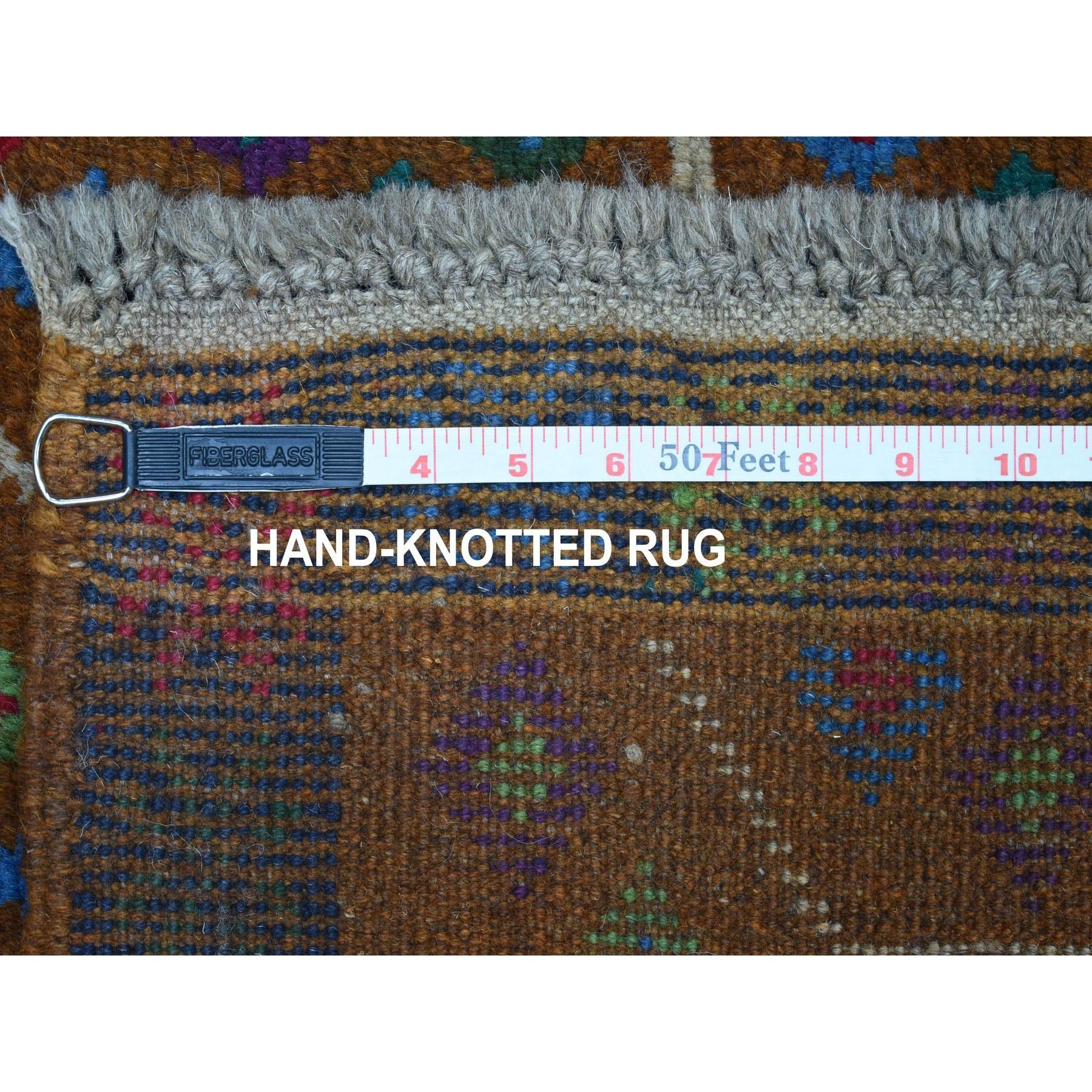 4'x6' Brown Colorful Afghan Baluch Tribal Design Hand Knotted Wool Rug For Sale 1