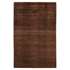 4'x6' Brown Nepali Weave Modern Design Wool and Silk Hand Knotted Rug