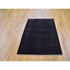 4'x6' Charcoal Brown Wool & Silk Tone on Tone Nepali Hand Made Oriental Rug