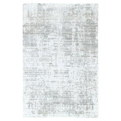 4
x6
 Chiffon Weiß mit Grau, Modernes Design, Handgewoben, Wolle und Seide Teppich