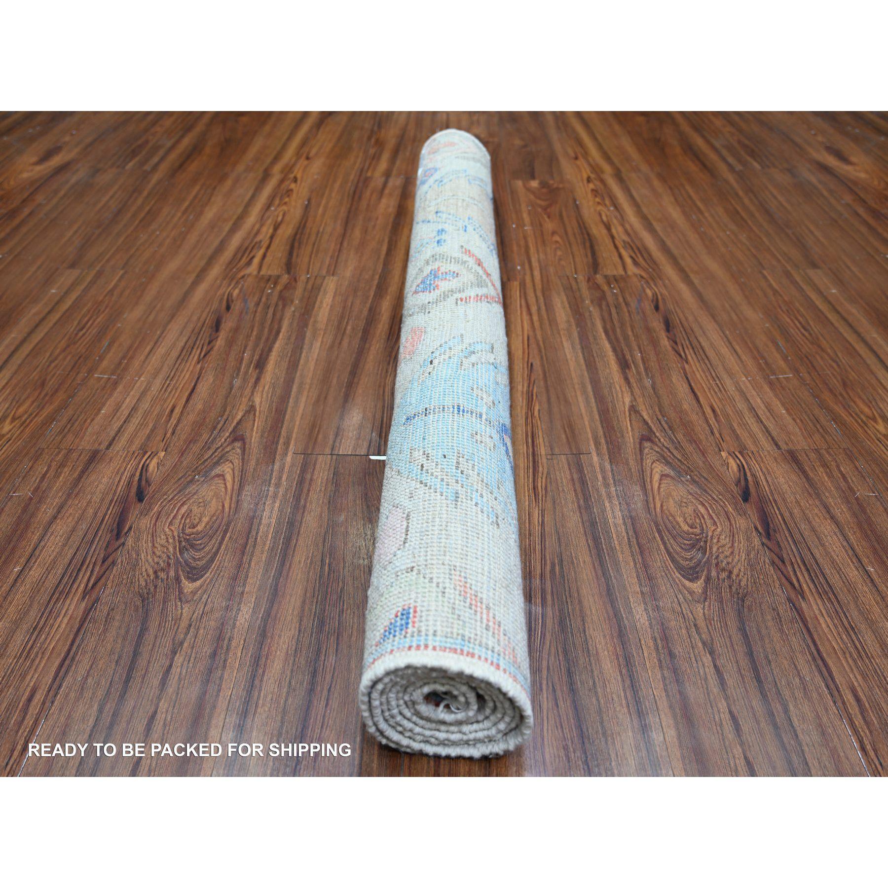Afghan 4'x6' Cloud Blue Wool Hand Knotted Anatolian Village Inspired Oriental Rug For Sale