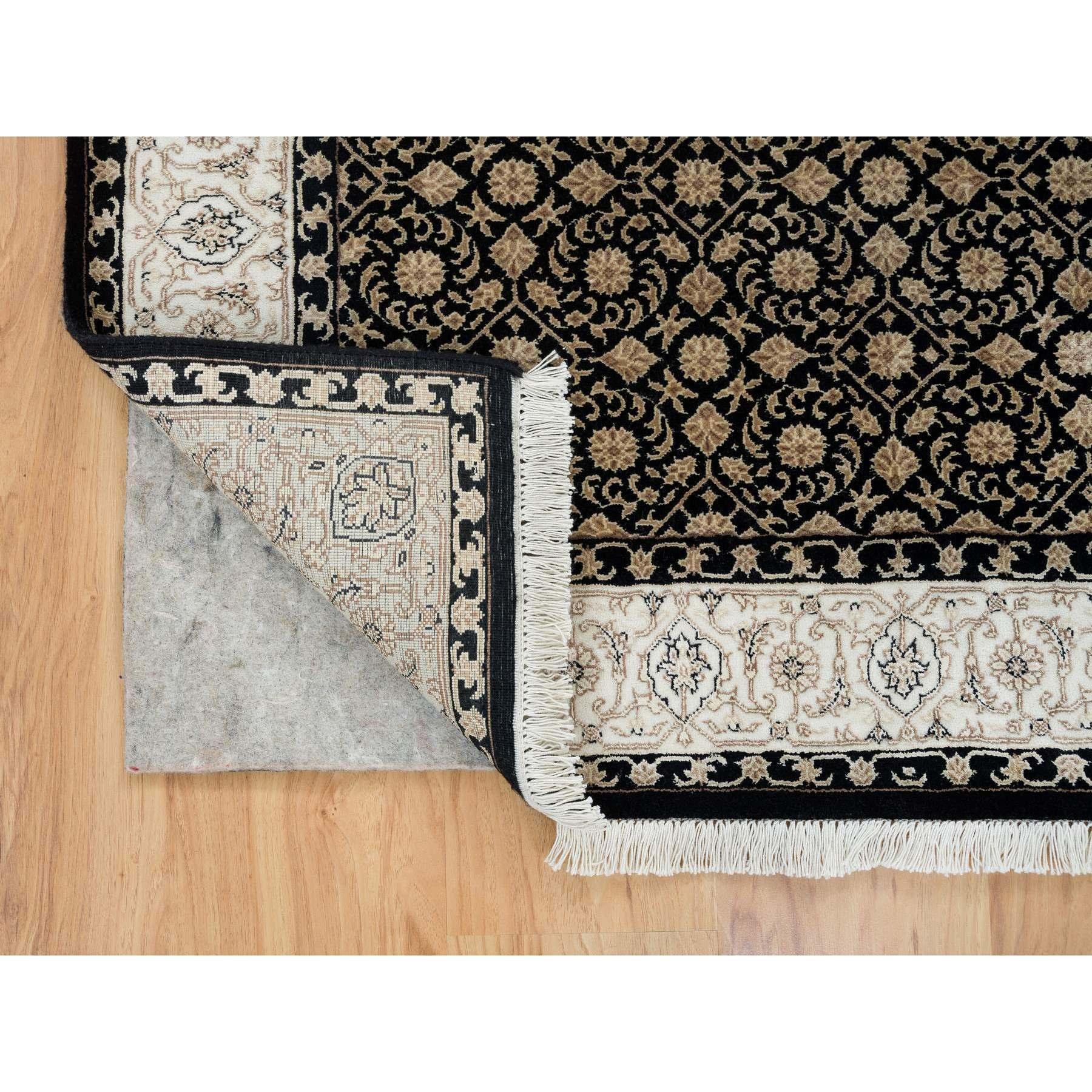 4'x6' Eerie Schwarz, Herati Design, 250 KPSI Wolle Handgeknüpft Teppich (Indisch) im Angebot
