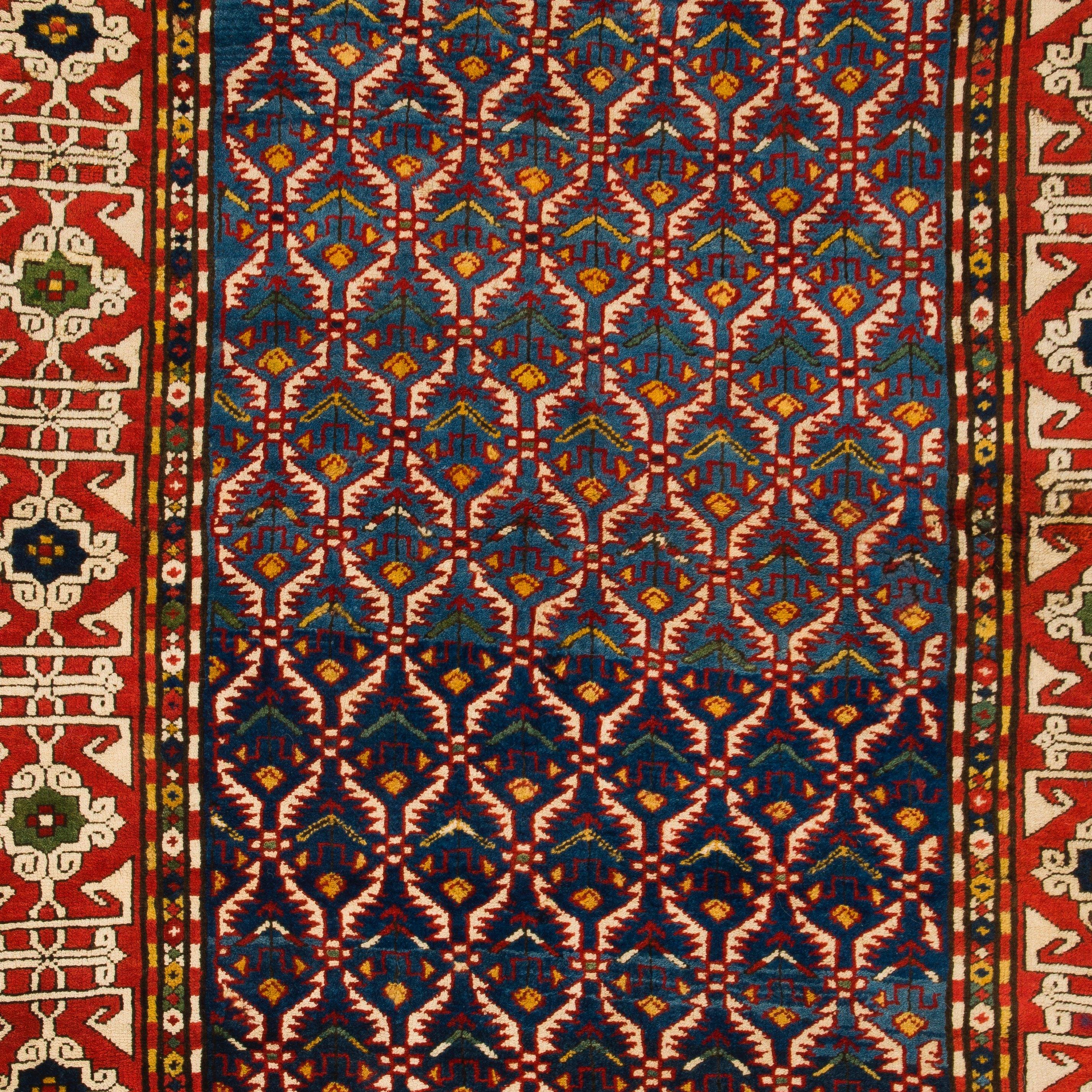 Kazak 4x6 Ft Antique Caucasian Kuba Rug For Sale