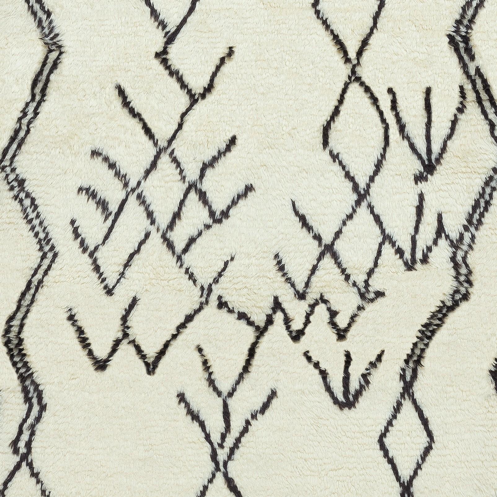 Noué à la main 4x6 Ft Tapis berbère tulu marocain contemporain fait à la main, 100% laine naturelle en vente