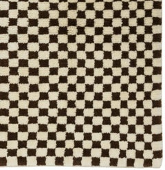 Bespoke Wool Checkerboard Moroccan Style Rug in Brown & Ivory. Contemporary