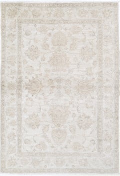 4x6 ft Handknotted Turkish Rug with All-Over Floral Design. New Beige Accent Rug