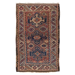 4x6 ft Hand Knotted Turkish Accent Rug from 1940s Wool Rug with Medallion Design