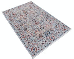 4x6 ft Multicolor Hand Knotted Turkish Accent Rug with Floral Design