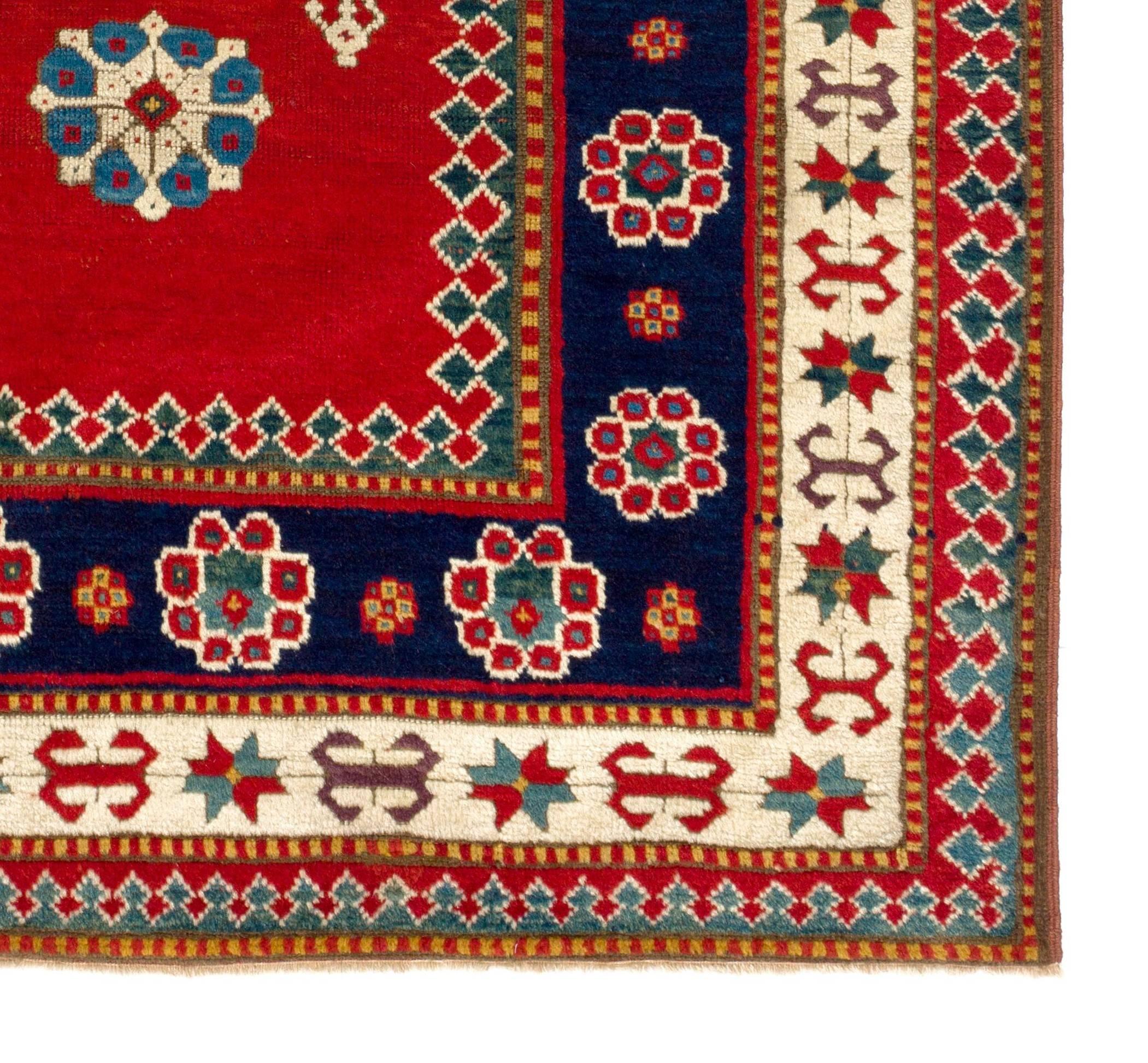 Dated 1870. Antique Caucasian Kazak Rug, Top Shelf Collectors Prayer Rug In Good Condition For Sale In Philadelphia, PA