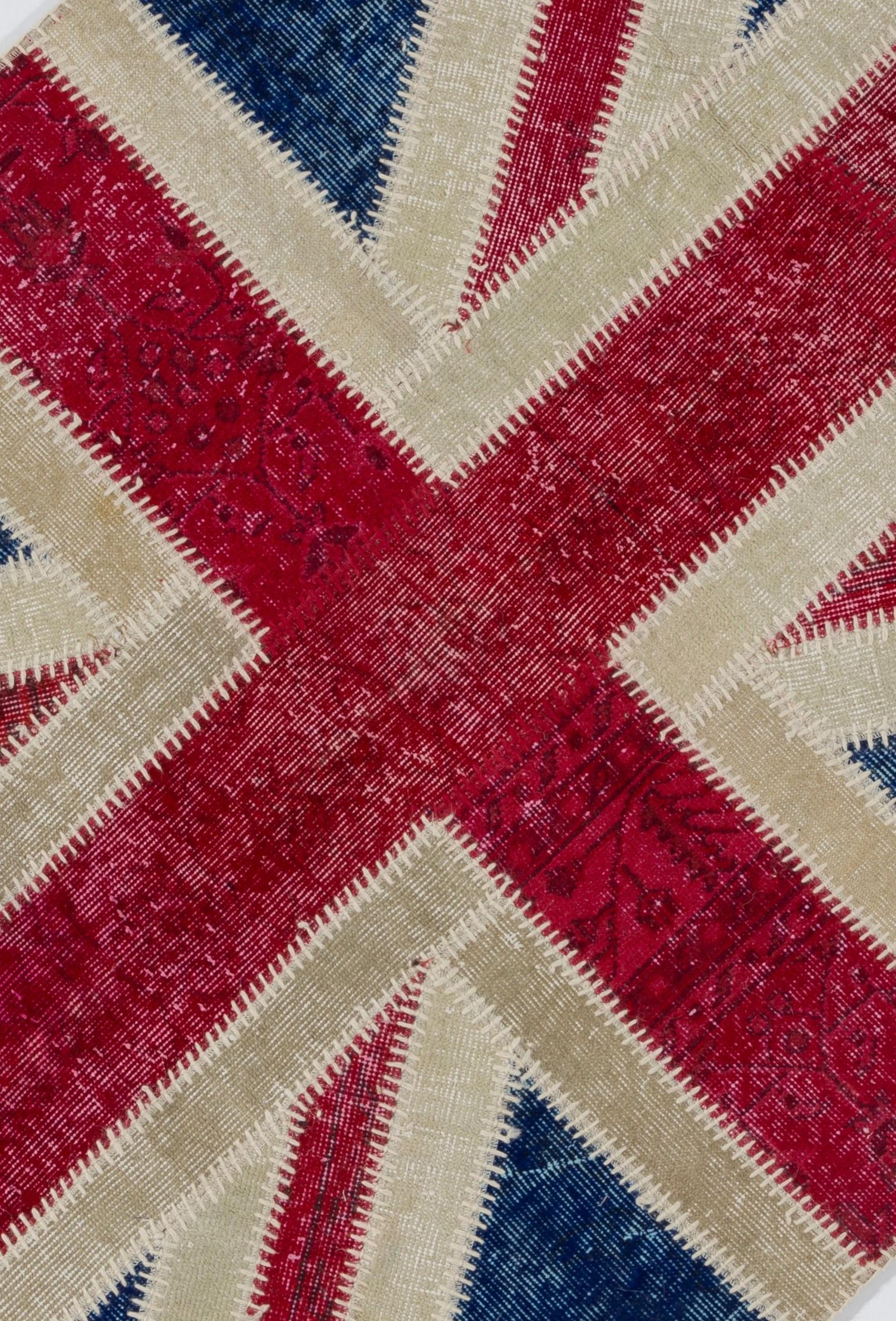 Alfombra de patchwork con diseño de bandera británica Union Jack. Colores y tamaños personalizados Tejido a mano en venta