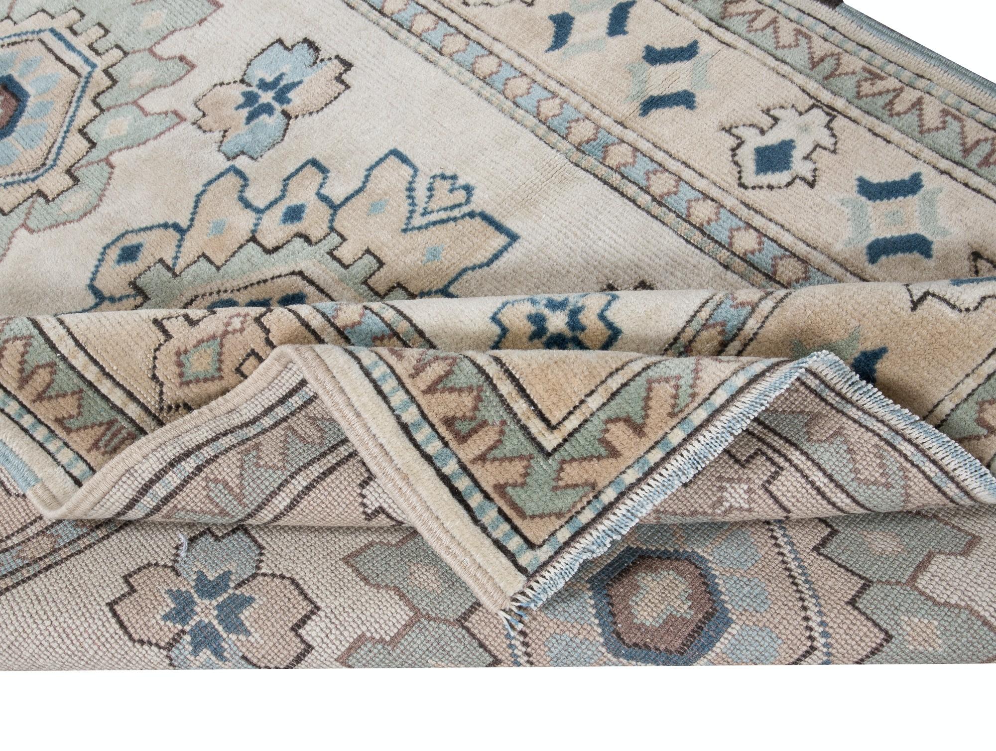 Tribal 4x6 Ft Vintage Turkish Traditional Rug with Medallions, Handmade Village Carpet For Sale
