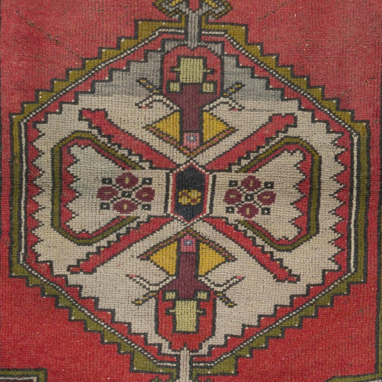 Hand-Knotted 4x6 Ft Vintage Turkish Village Rug. Traditional Wool Oriental Carpet from 1950s For Sale