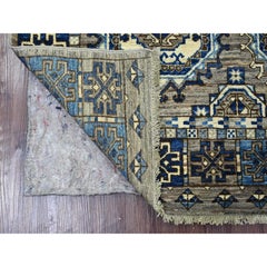 Tappeto di lana annodato a mano 4'x6' grigio afgano Ersari con disegno di zampe di elefante