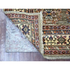 4'x6' Gray Afghan Super Kazak Medallions Design Hand Knotted Pure Wool Rug