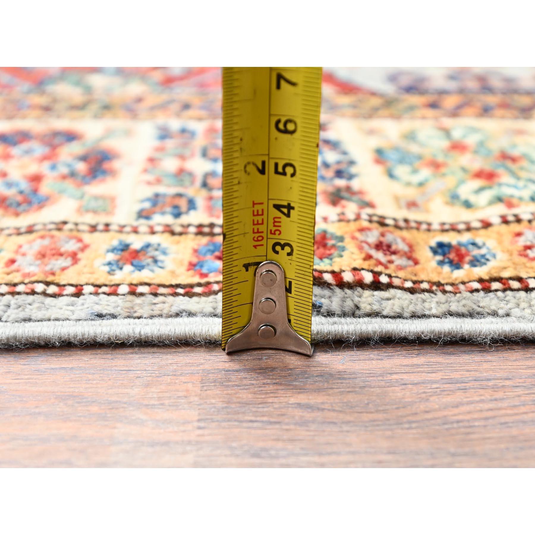 Tappeto orientale afgano grigio 4'x6' Super Kazak in pura lana annodato a mano In condizioni Nuovo in vendita a Carlstadt, NJ