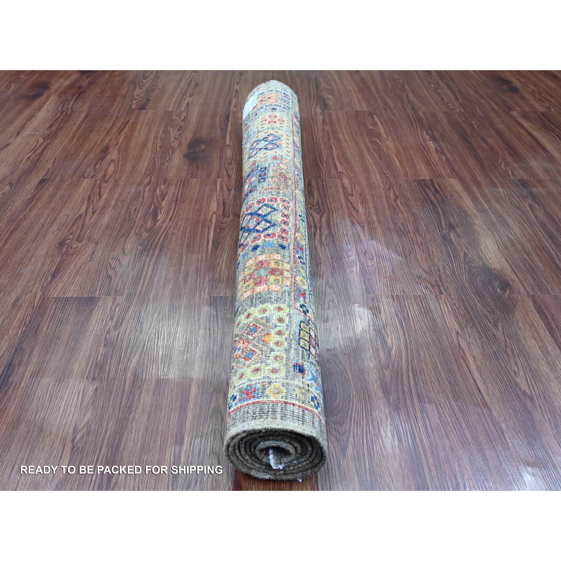 Afghan 4'x6' Gray Aryana Grade Peshawar Ziegler Mahal Design Hand Knotted Wool Rug For Sale