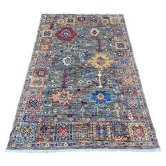 4'x6' Gray Aryana Grade Peshawar Ziegler Mahal Design Hand Knotted Wool Rug
