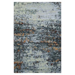 4'x6' Gray Farsian Knot Abstract Design 100% Wool Hand Knotted Oriental Rug