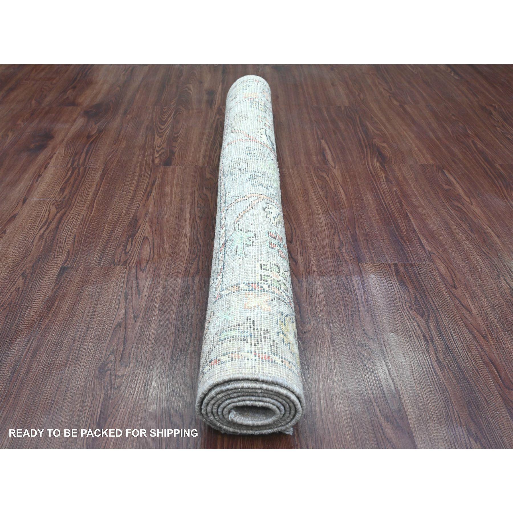 4'x6' Gray Hand Knotted Afghan Angora Oushak All Over Pattern Pure Wool Rug In New Condition For Sale In Carlstadt, NJ