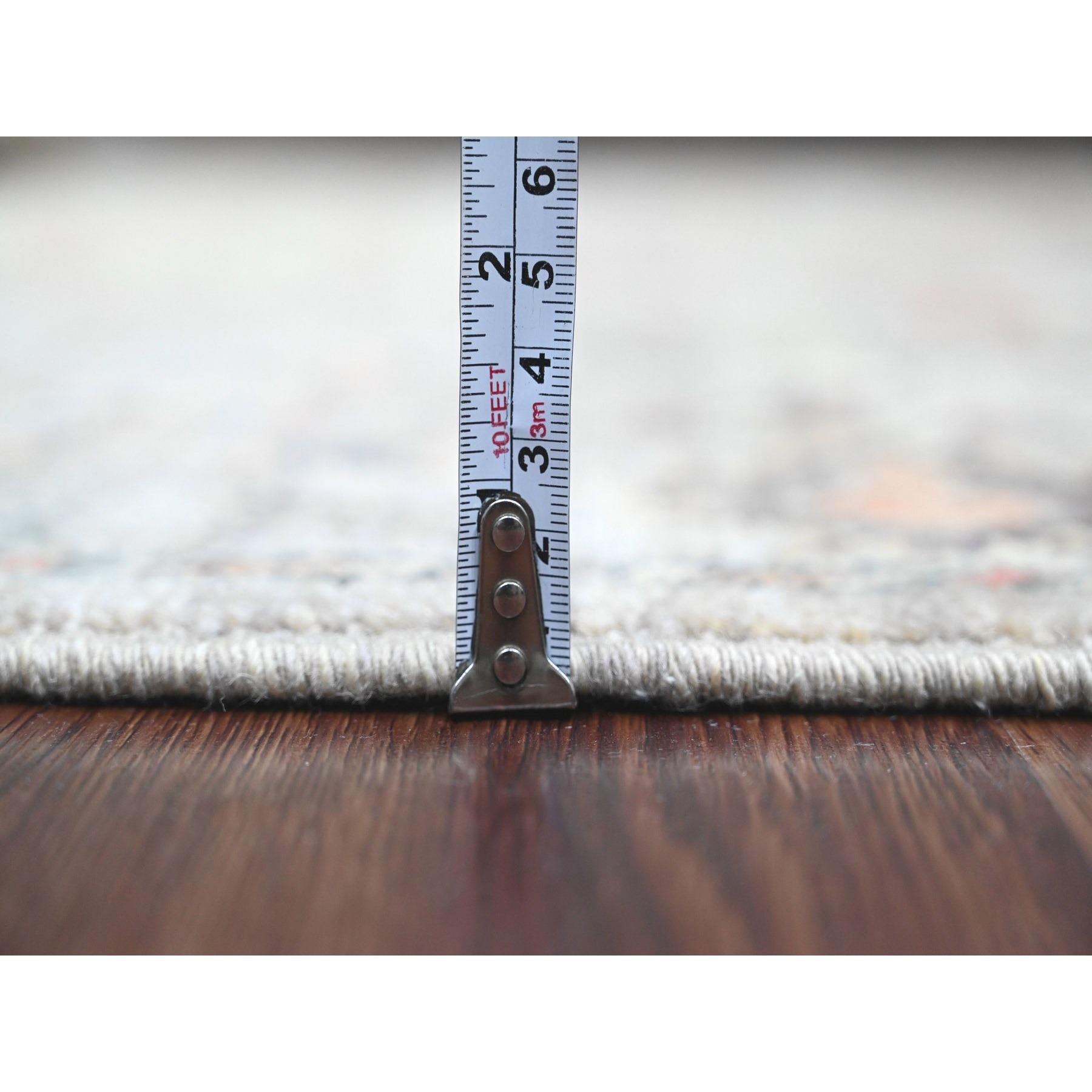Contemporary 4'x6' Gray Hand Knotted Afghan Angora Oushak All Over Pattern Pure Wool Rug For Sale