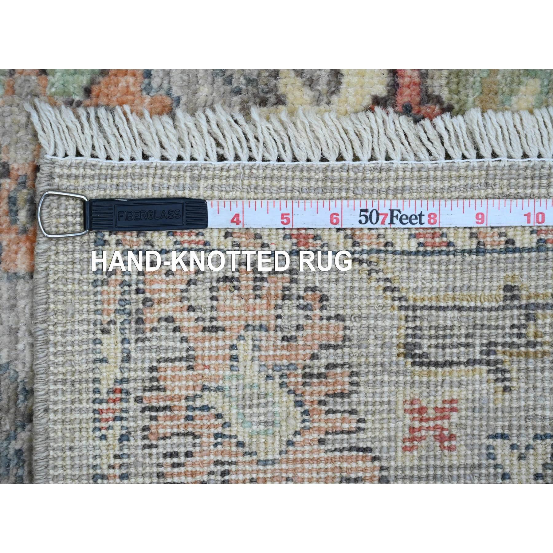 4'x6' Gray Hand Knotted Afghan Angora Oushak All Over Pattern Pure Wool Rug For Sale 1
