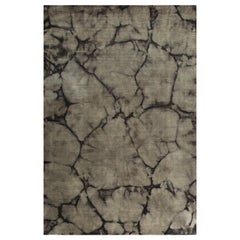 4x6 Alfombra de lana anudada a mano gris con textura de piedra orgánica abstracta moderna