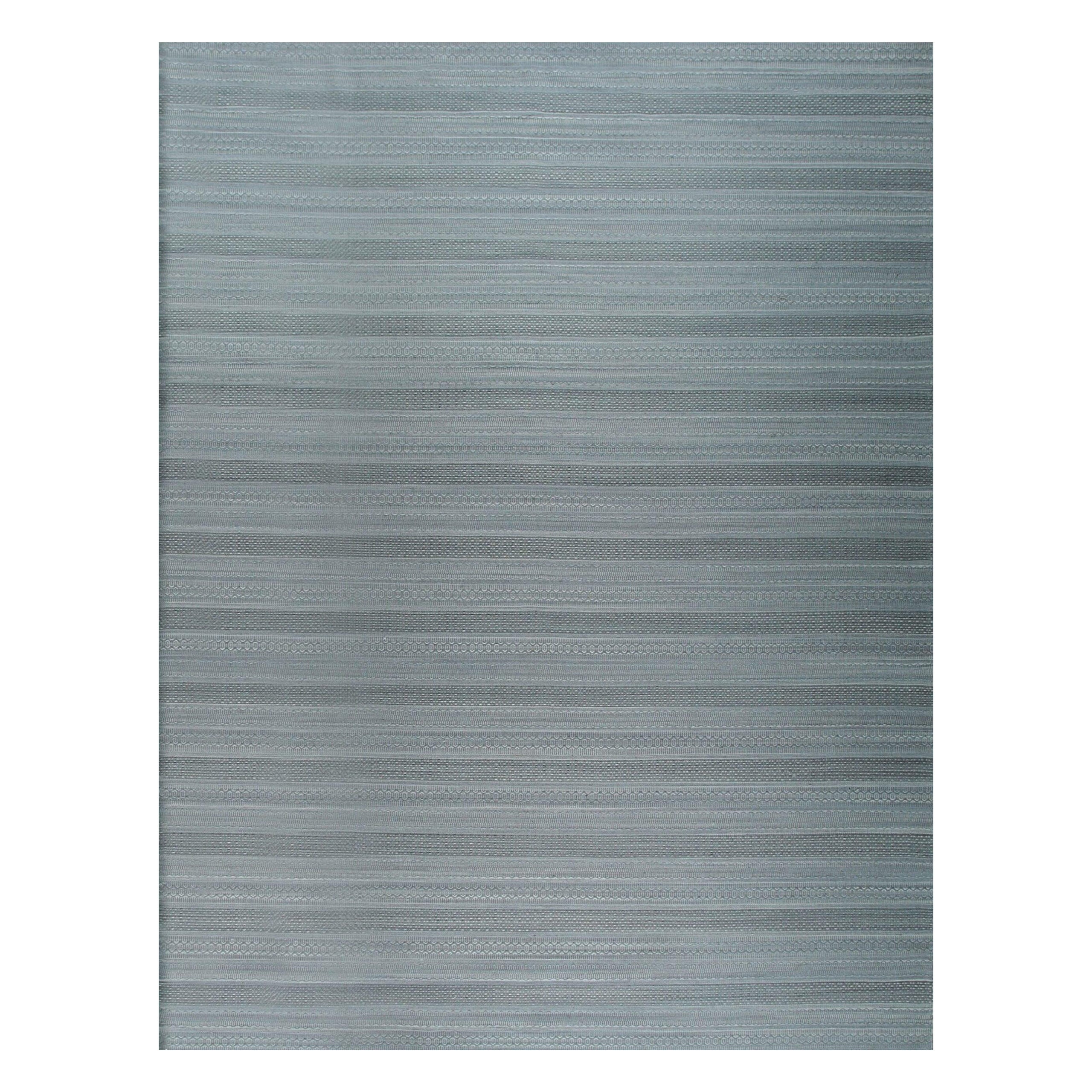 4x6 Gray Hand-Knotted Wool Striated Bands Geometric Modern Carpet Rug