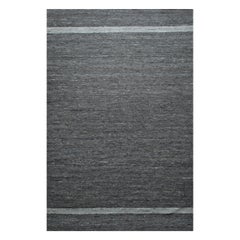 4x6 Gray Handwoven Wool Subtle Linear Bands Geometric Modern Carpet Rug