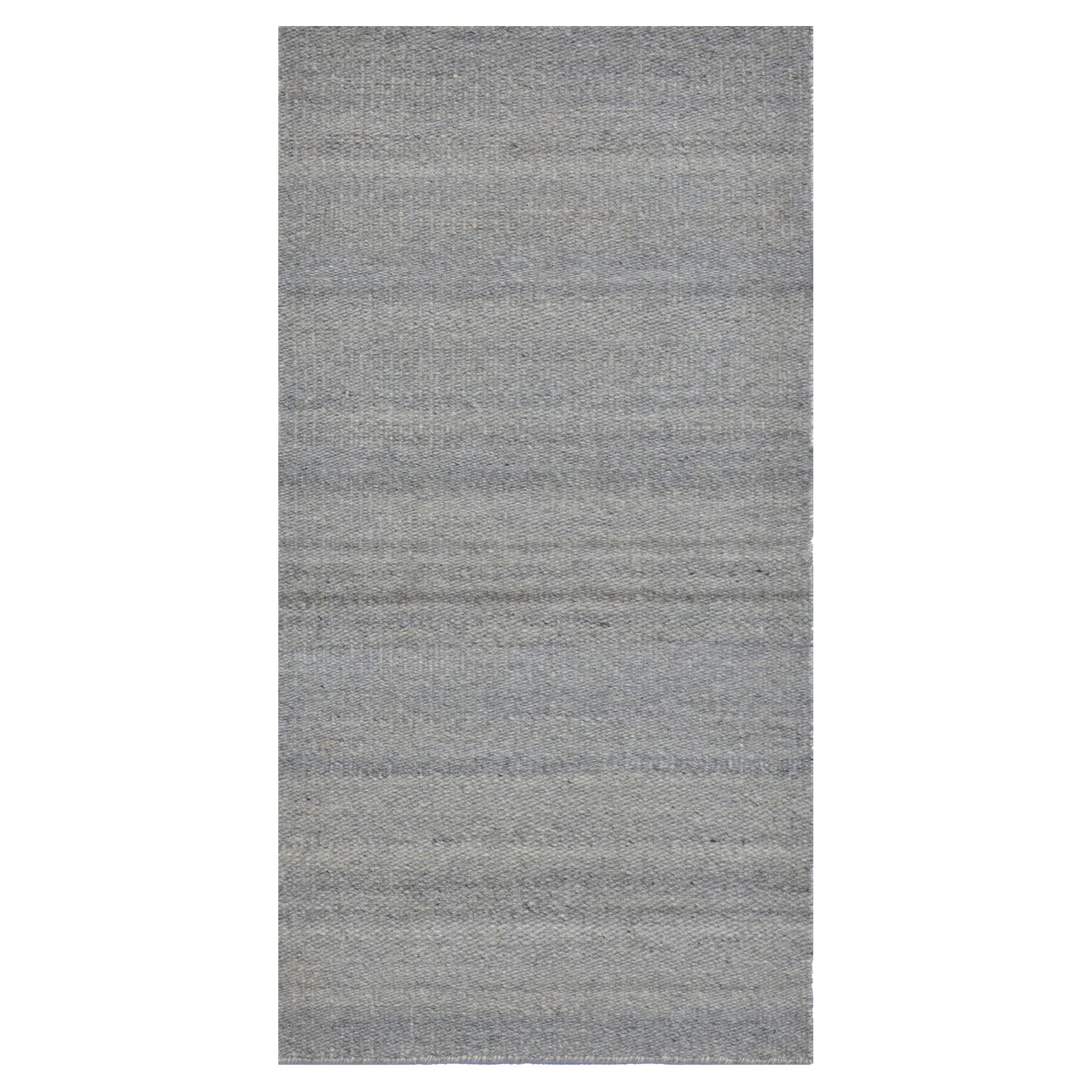 4x6 Gray Handwoven Wool Viscose Subtle Linear Texture Geometric Carpet Rug For Sale