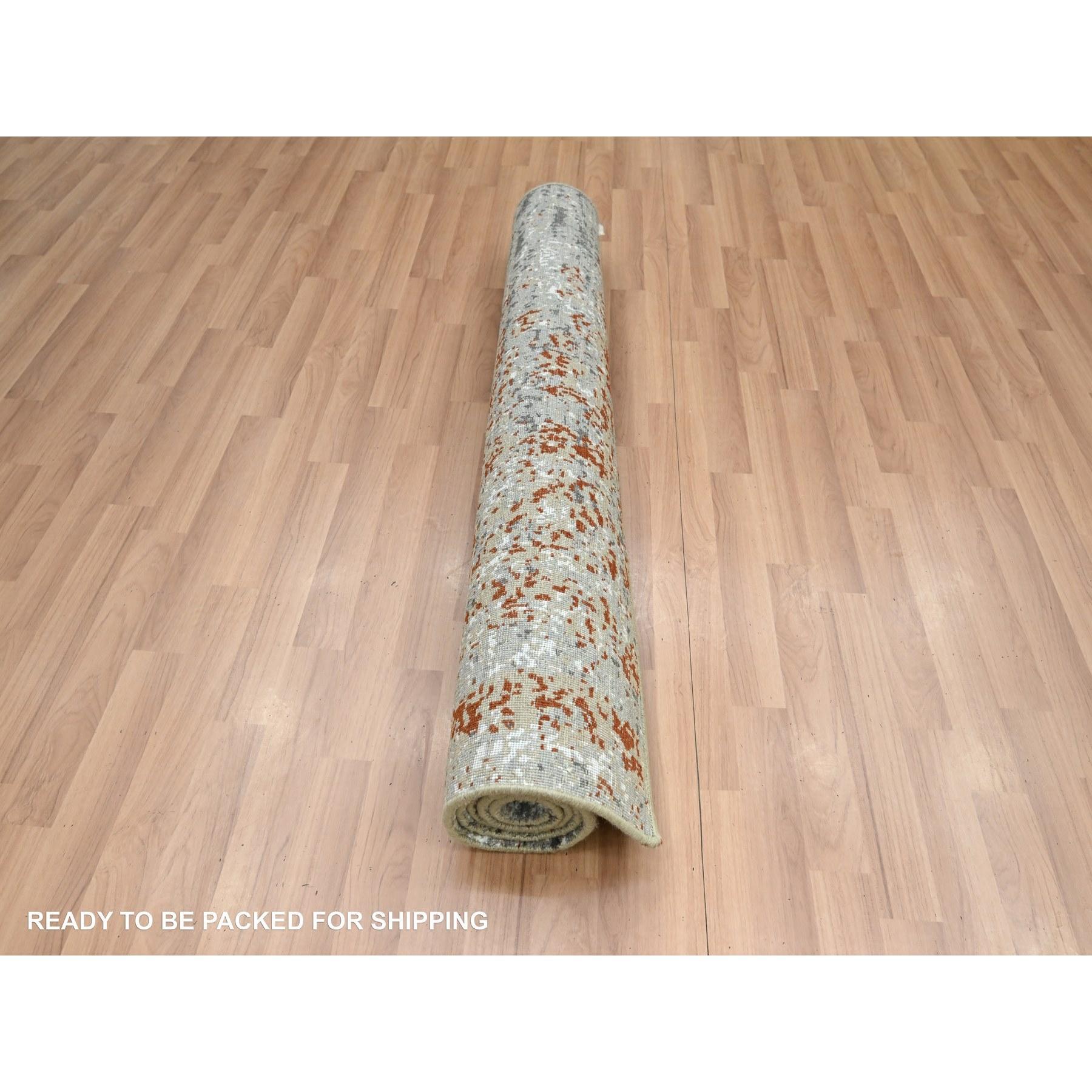 Hand-Knotted 4'x6' Gray Persian Knot Abstract with Galaxy Design Hand Knotted Wool Rug For Sale