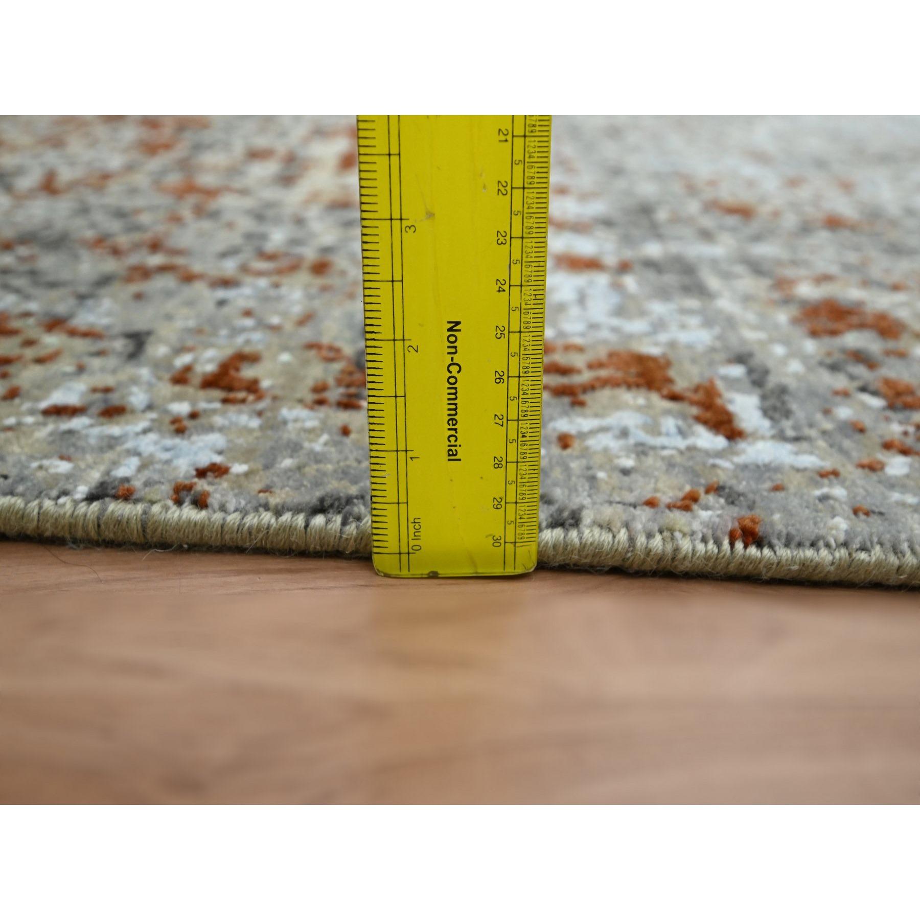 4'x6' Gray Persian Knot Abstract with Galaxy Design Hand Knotted Wool Rug In New Condition For Sale In Carlstadt, NJ