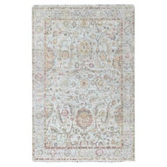4'x6' Gray Zero Pile Ziegler Mahal Design Hand Knotted Wool Oriental Rug