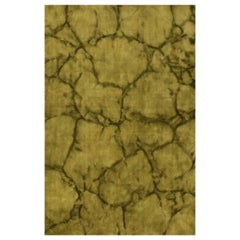 4x6 Green Hand-Knotted Wool Organic Stone Texture Abstract Modern Carpet Rug