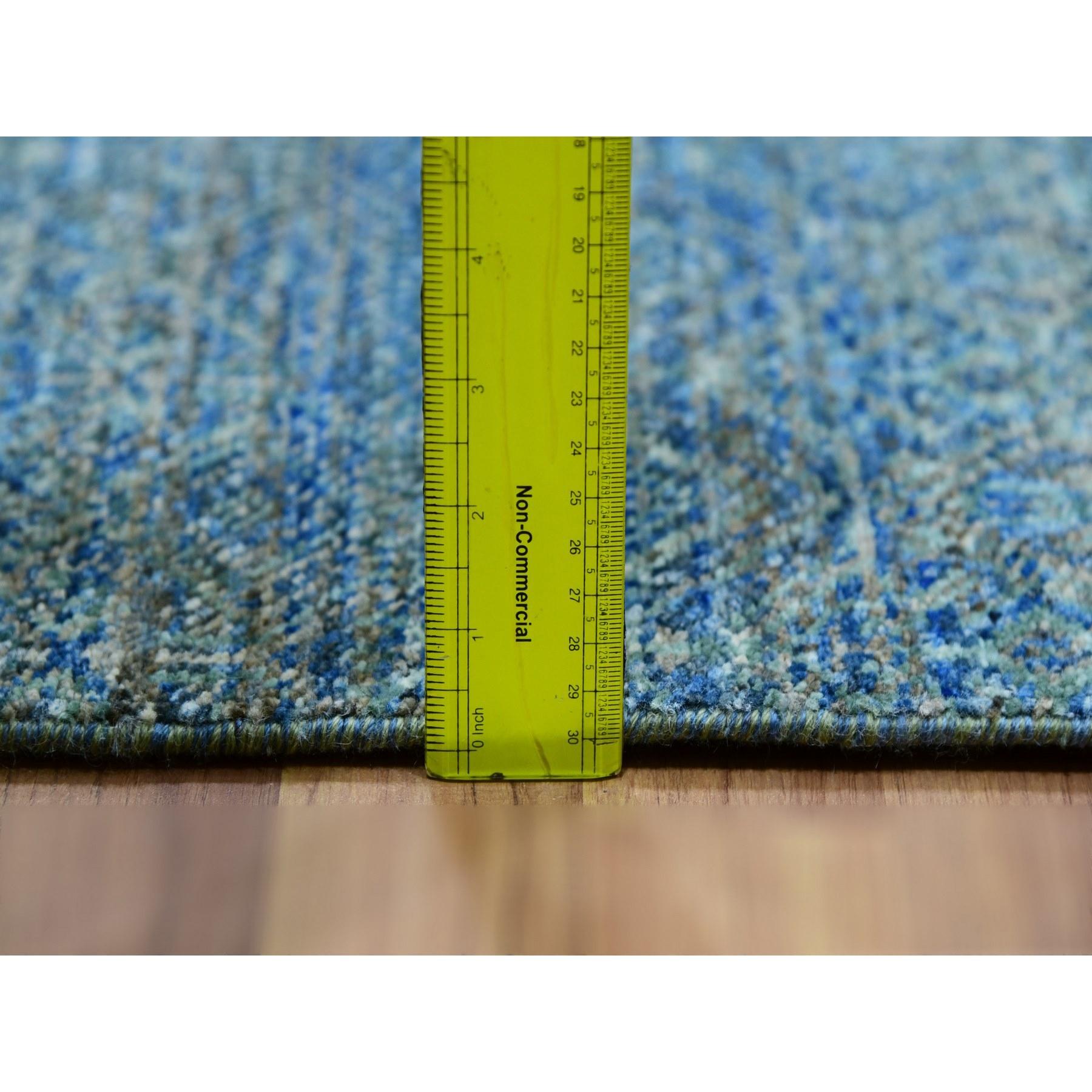 Noué à la main 4'x6' Tapis noué à la main en laine verte Kohinoor Herat en forme de diamant à motifs répétitifs en vente