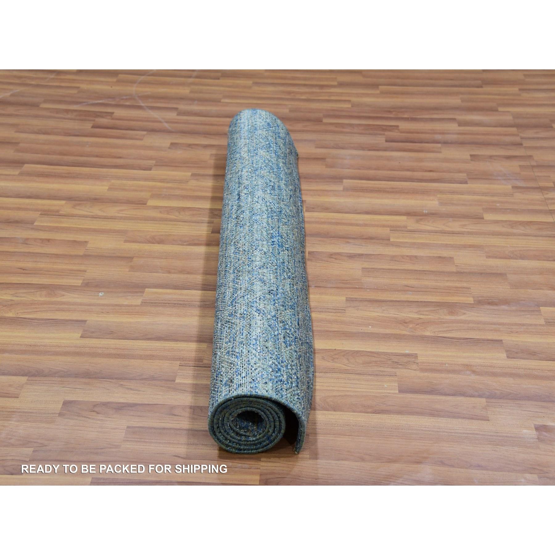 XXIe siècle et contemporain 4'x6' Tapis noué à la main en laine verte Kohinoor Herat en forme de diamant à motifs répétitifs en vente