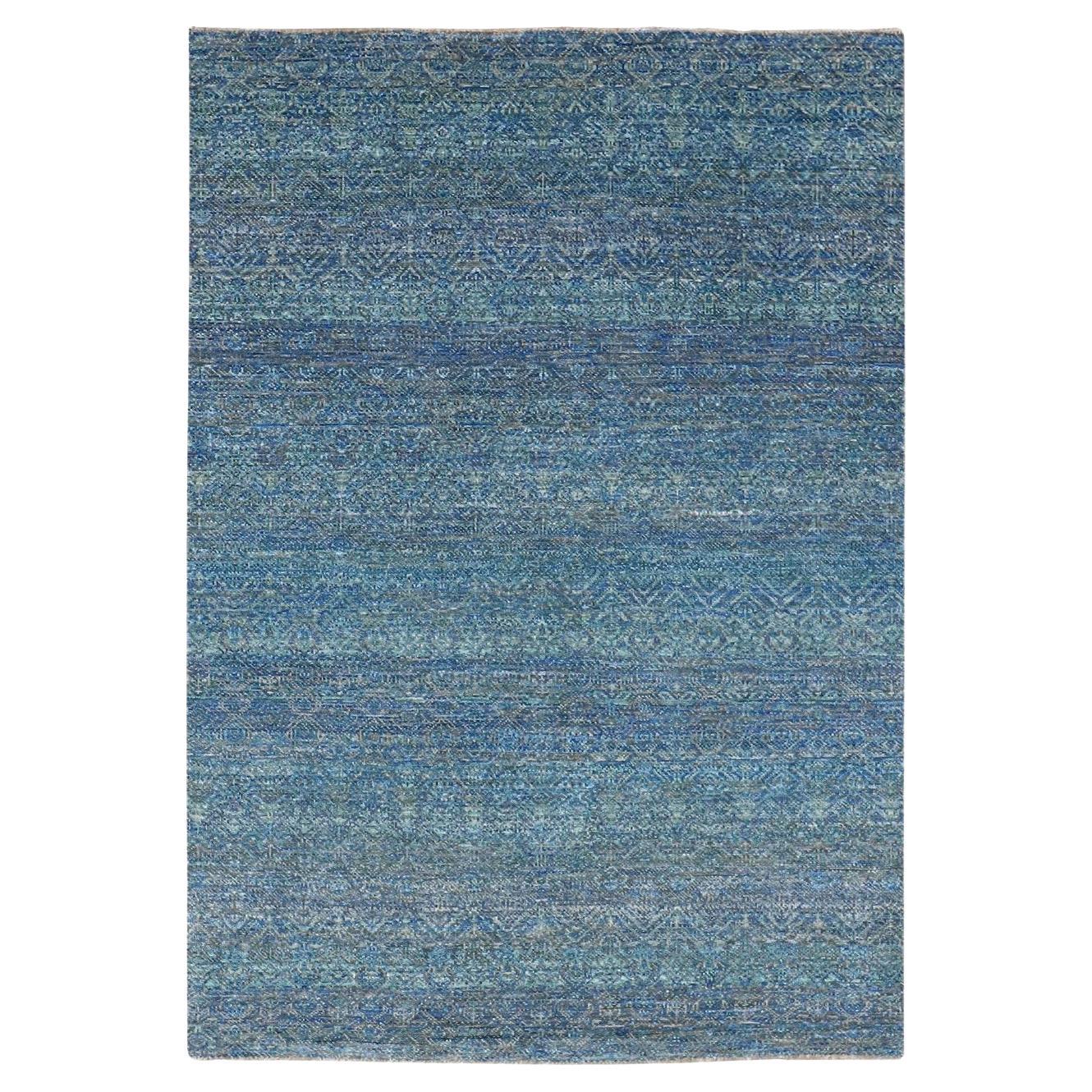 4'x6' Tapis noué à la main en laine verte Kohinoor Herat en forme de diamant à motifs répétitifs