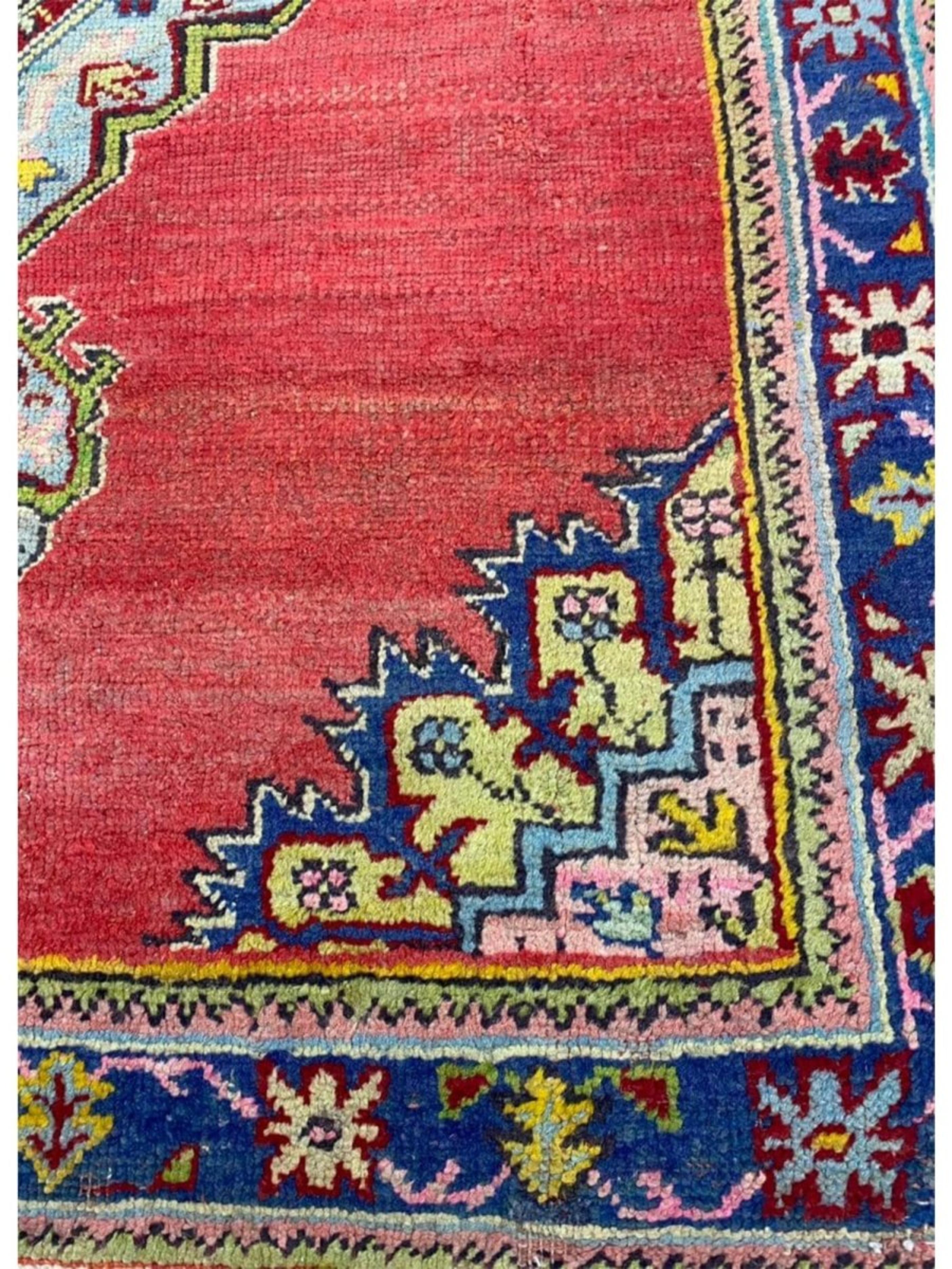 4x6 Handgeknüpfter antiker türkischer Oushak-Teppich im Zustand „Gut“ im Angebot in Dallas, TX