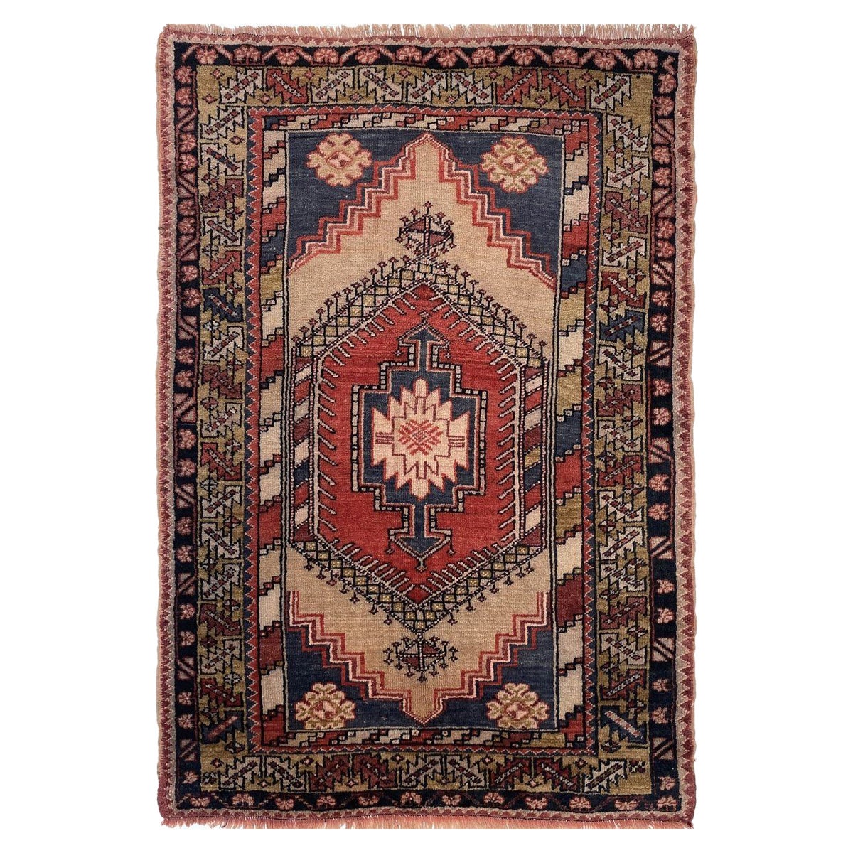 4x6 Handgeknüpfter antiker türkischer Oushak-Teppich