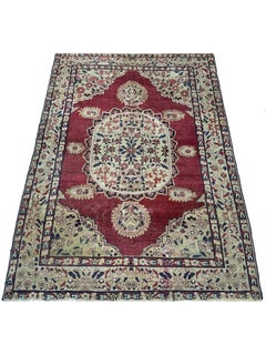 4x6 Hand-Knotted Area Rug Antique Kerman, Medallion Design