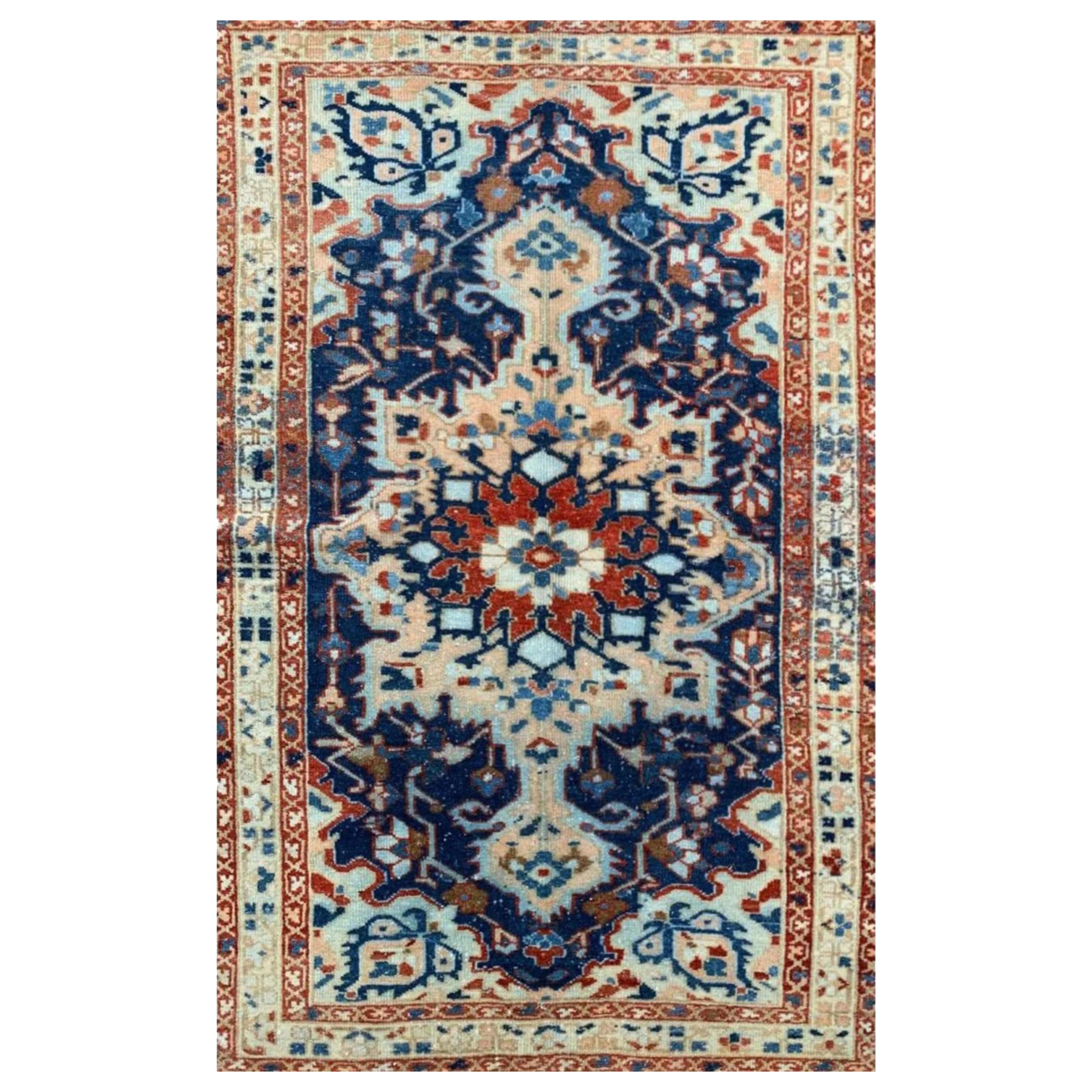 4x6 Hand Knotted, Bakhtiari Area Rug Medallion Design Wool Carpet