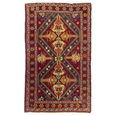 Tappeto in lana 4x6 annodato a mano, antico tappeto turco dell
Anatolia, disegno geometrico