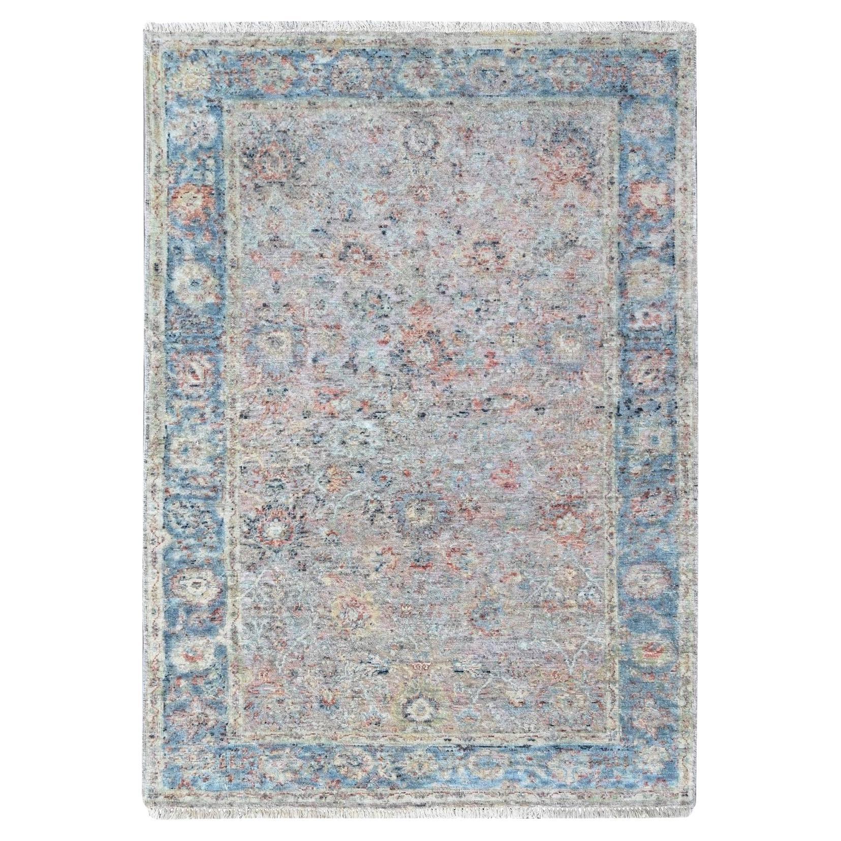 4'x6' Hand Knotted Rug Whisper Pink Ziegler Mahal Design Zero Pile Pure Wool For Sale