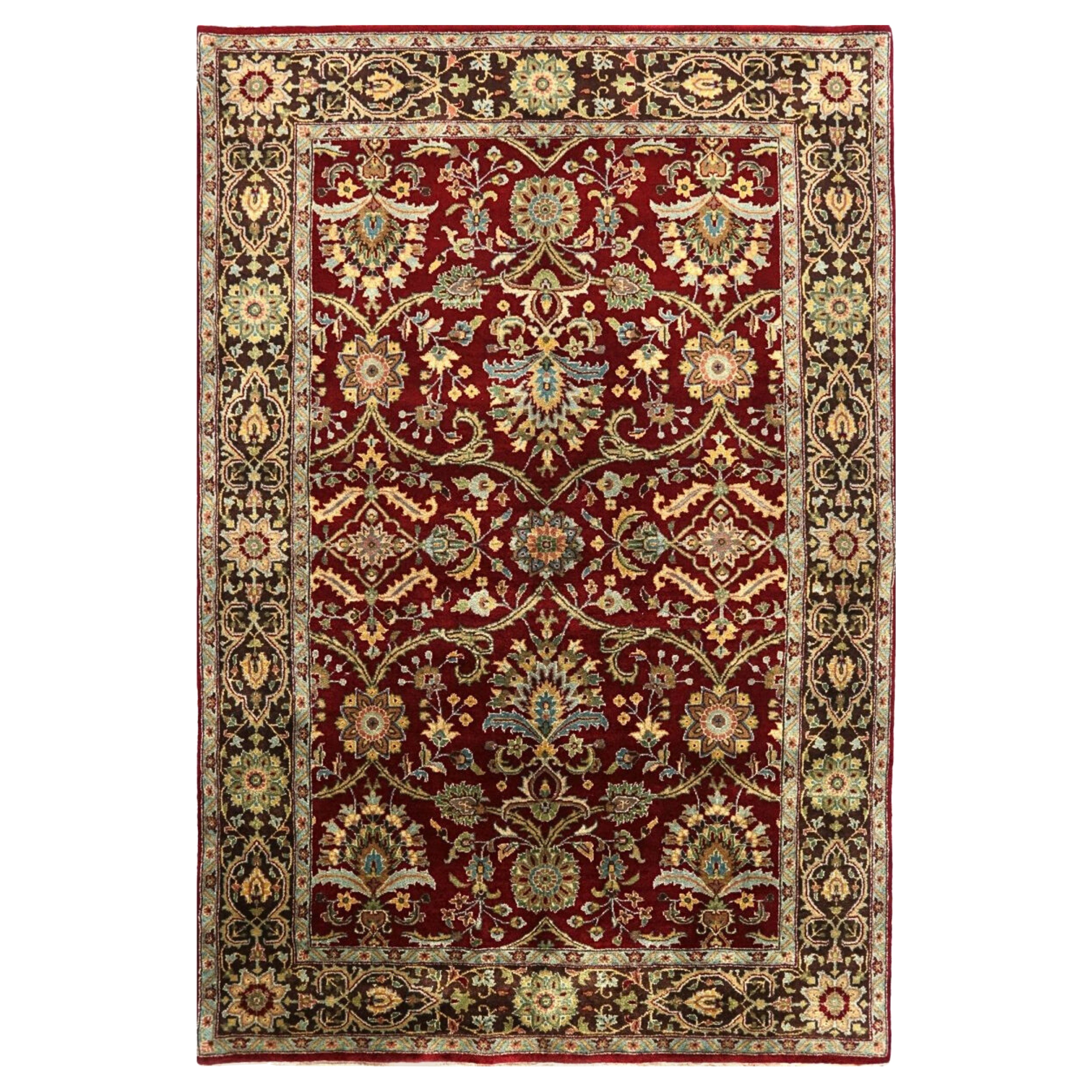 4x6 Hand Knotted Sarouk Farahan Area Rug – Wool Floral Design