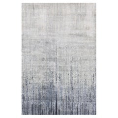 4'x6' Handgeknüpftes Vertikales Ombre Design Reine Seide mit strukturierter Wolle Teppich