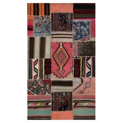 4x6 Hand-Knotted Vintage Kilim Patchwork Area Rug