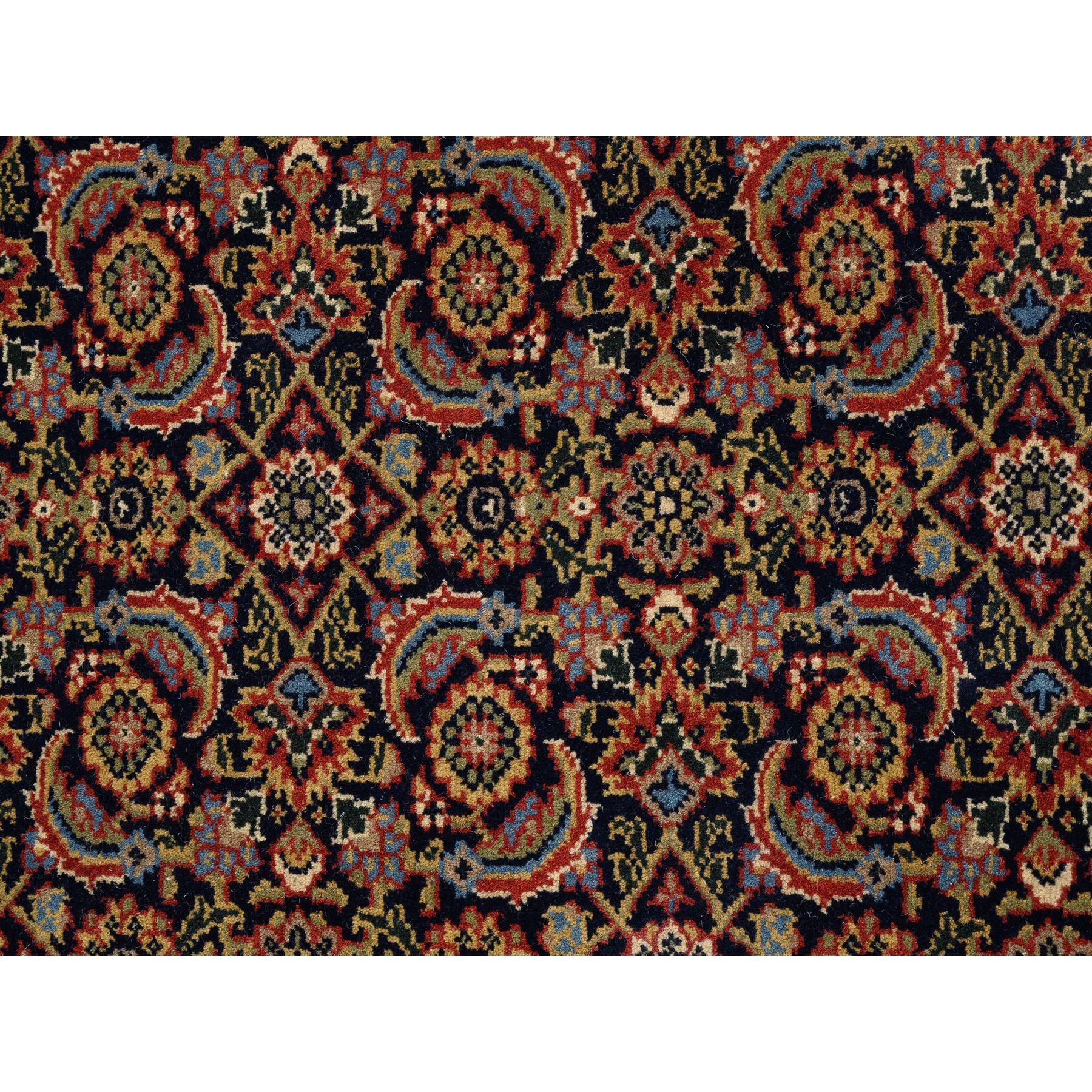 Noué à la main 4'x6' Ink Black Tapis en laine noué à la main All Over Herat Design et filé à la main en vente