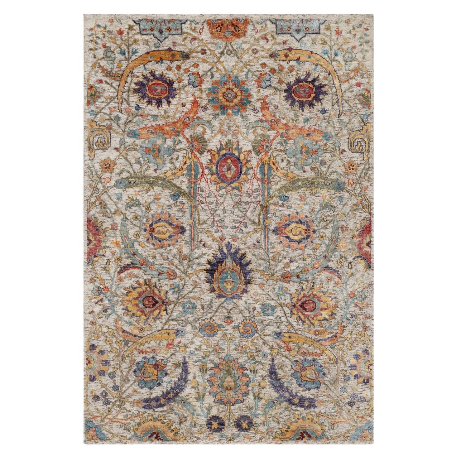 Tappeto 4
x6
Avorio Colorful Sickle Leaf Design annodato a mano in seta e lana